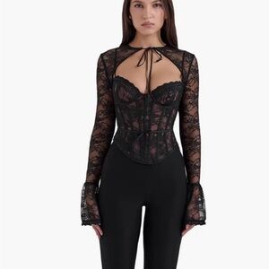 House of CB Black Lace Bolero Top